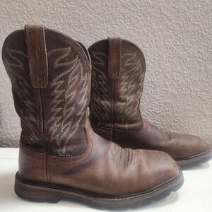 Ariat Men's Groundbreaker Brown Leather Steel Toe Western Work Boots, 7.5 D